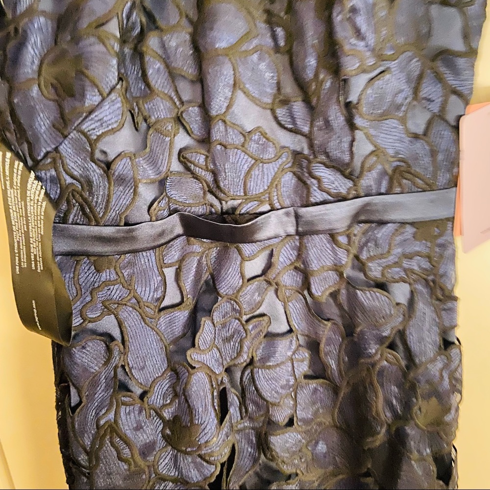 Anthropologie JS Collections NWT Navy/Black Winter Floral Formal Dress. Size 4. - Picture 5 of 11